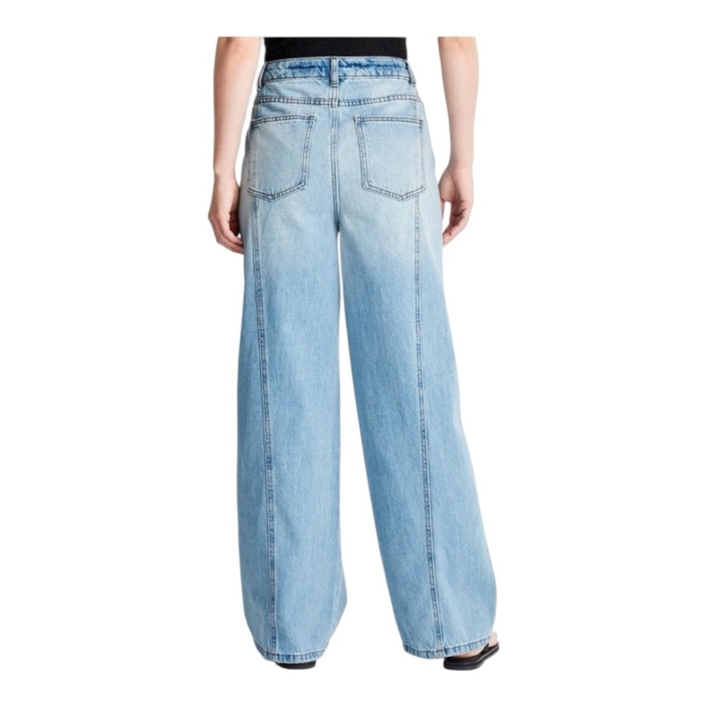 NWT Future Collective Women’s Mid Rise Wide Leg Jeans, Relaxed Jean Size 0 - Picture 2 of 14